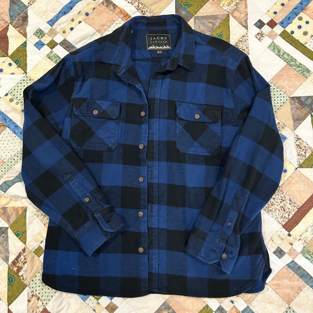 Jachs Navy and Black Checkered Shirt